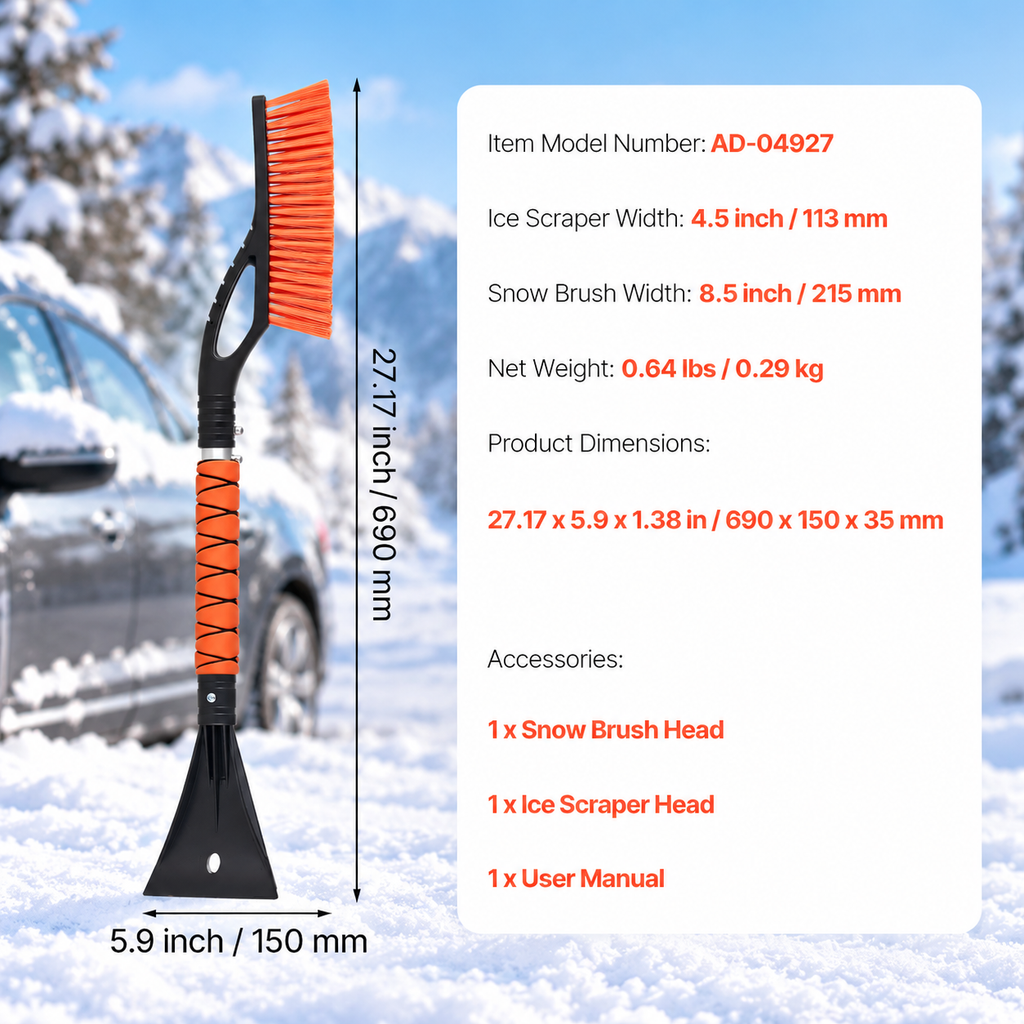 Aluminum Snow Brush & Ice Scraper