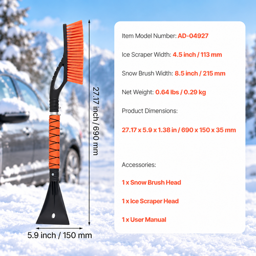 Aluminum Snow Brush & Ice Scraper